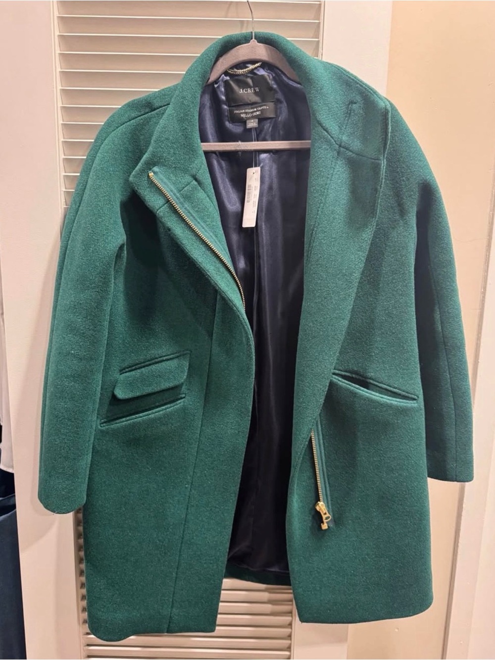 J Crew Wool Cocoon Coat in  Forest Green - size 4 NWT